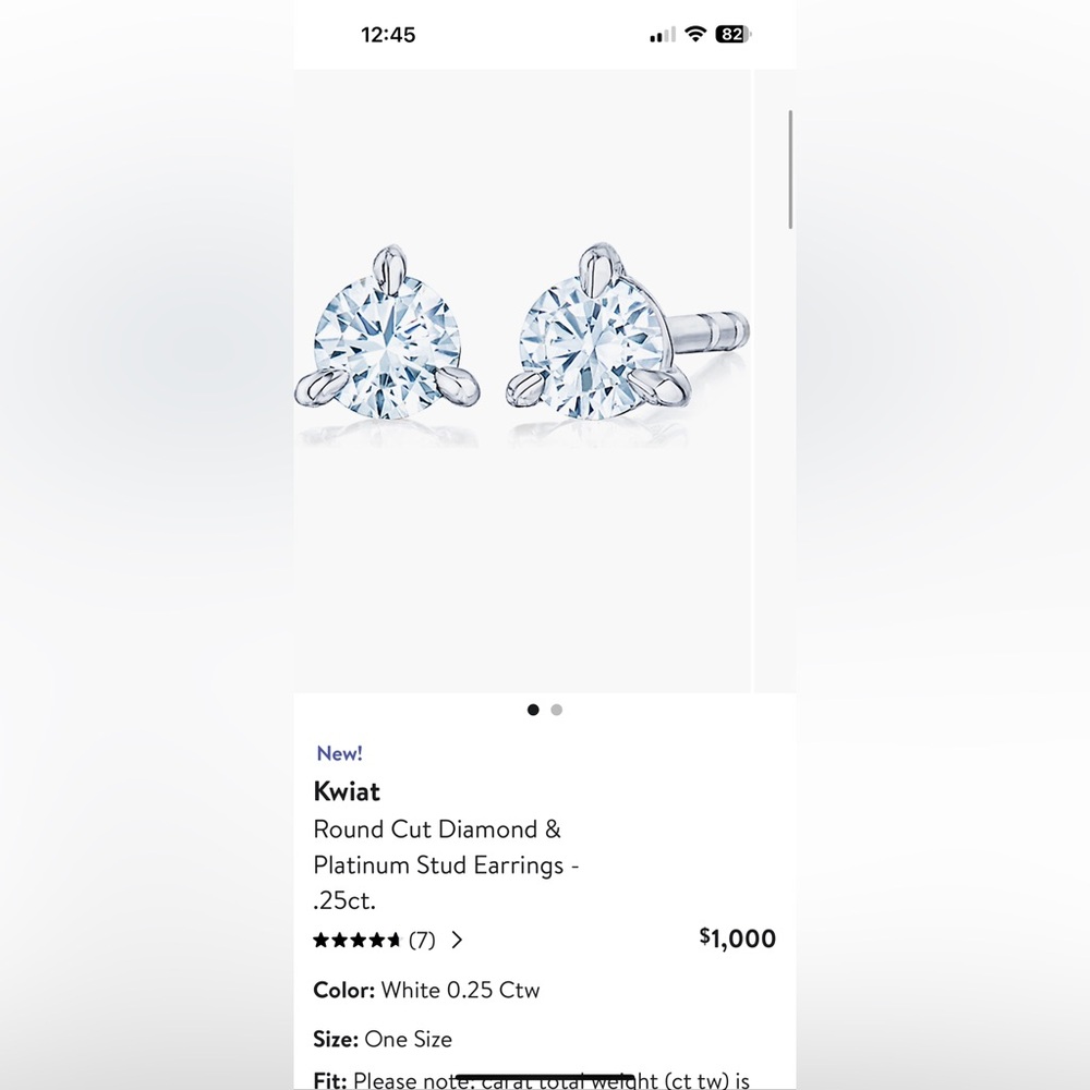 Kwiat .25 carat diamond platinum stud earrings